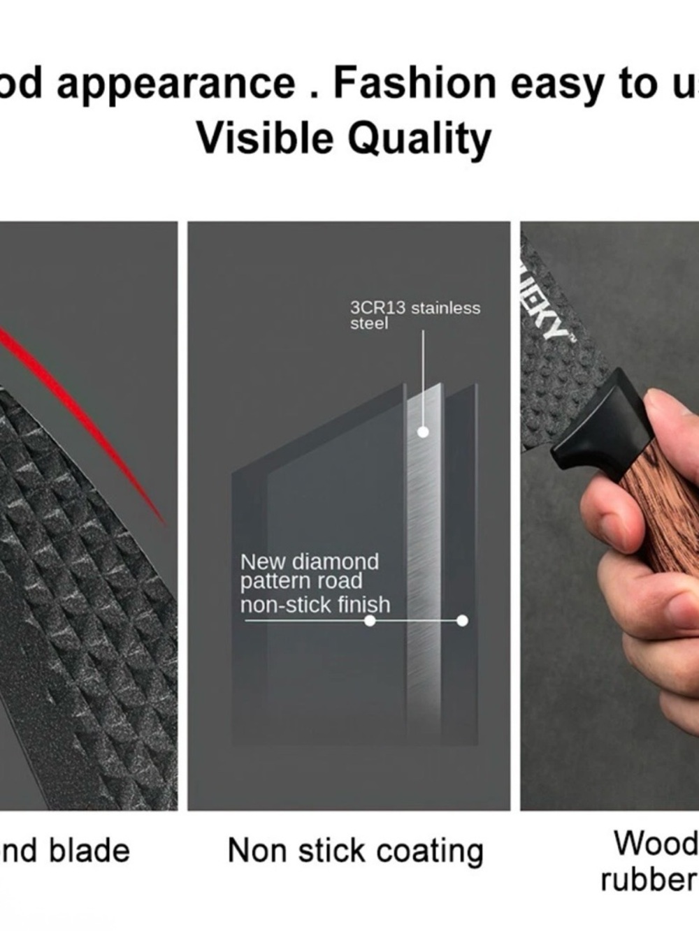 Chef Knife Set DFITO 6Pcs Stainless Steel pieces  Non-Stick Coating, Ultra Sharp - Picture 9 of 14